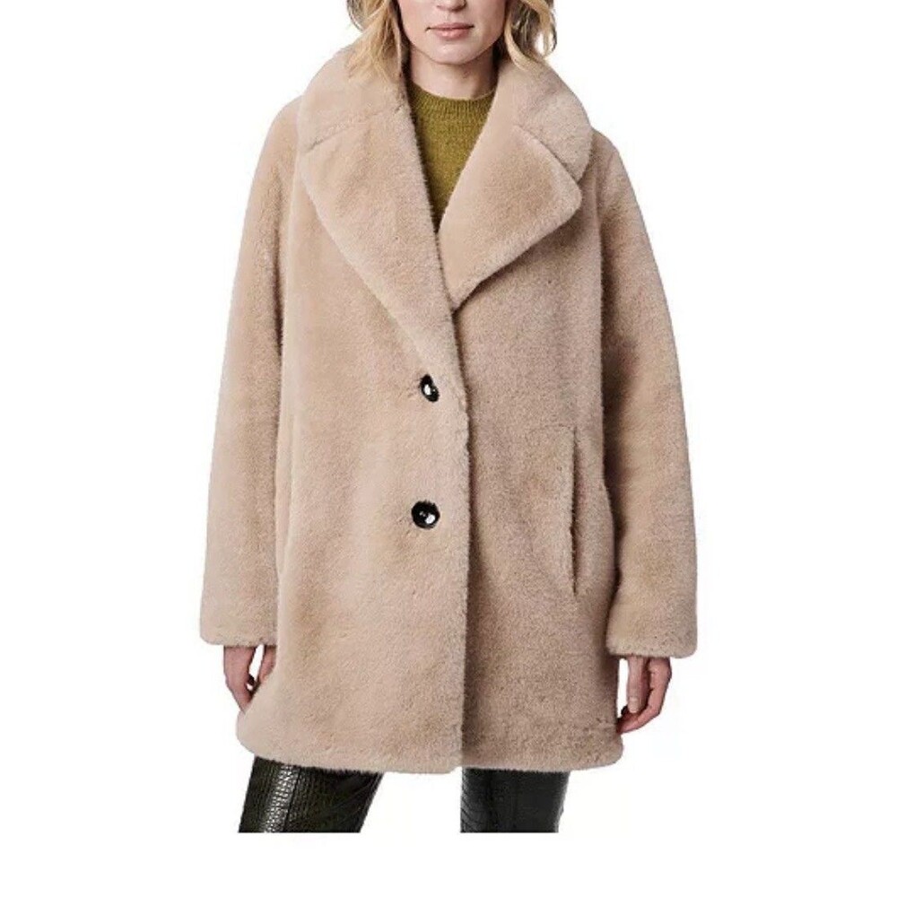 Bernardo Swing Faux Fur Coat - Beige Size L